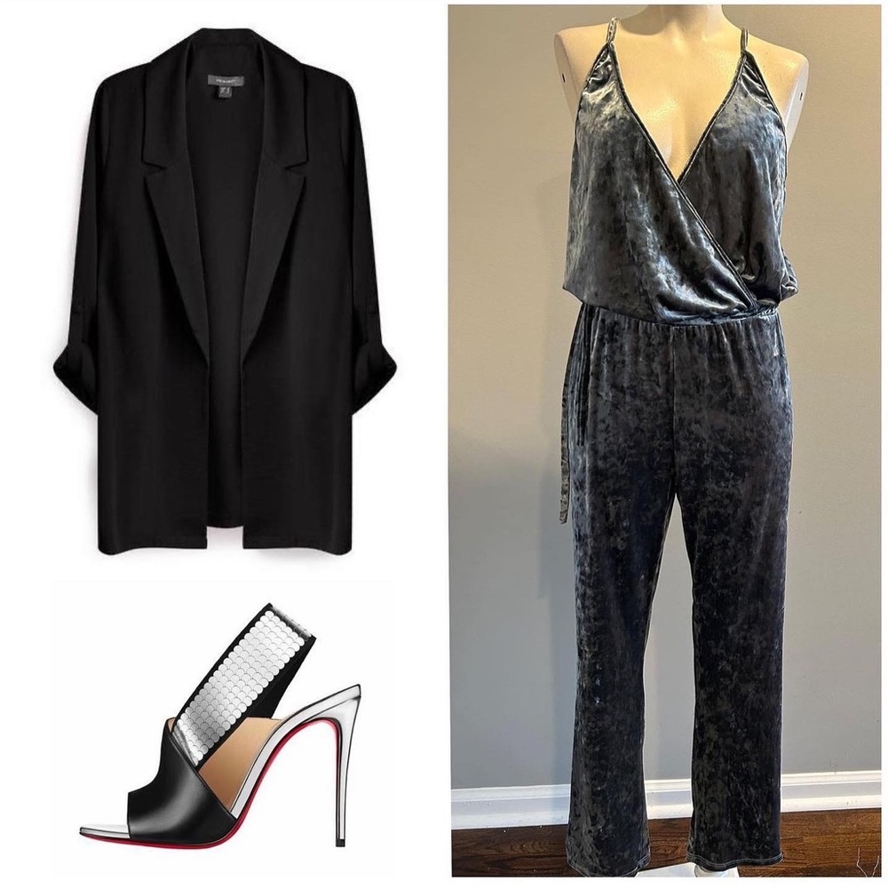 GREY VELVET JUMPSUIT